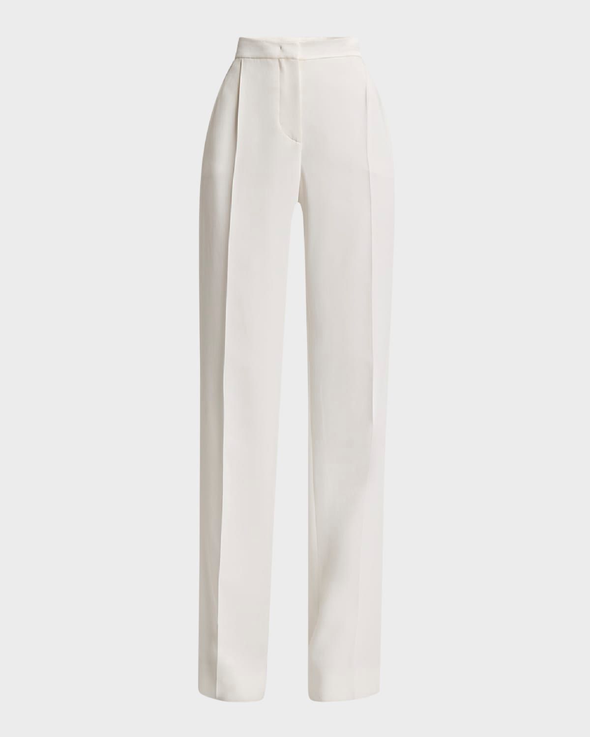 Pleated Straight-Leg Canvas Trousers