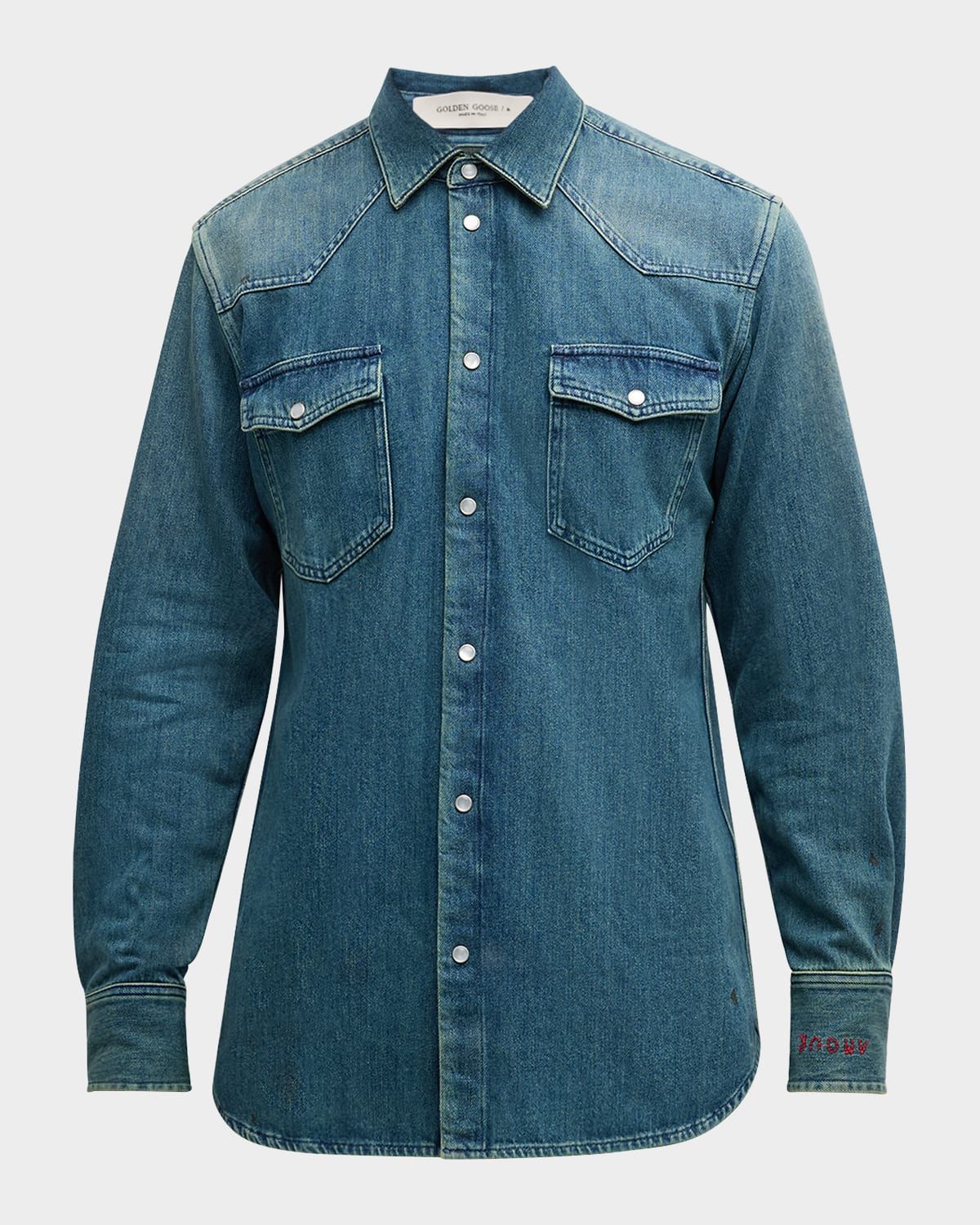 Men & apos;s Journey Dirty Wash Denim Shirt