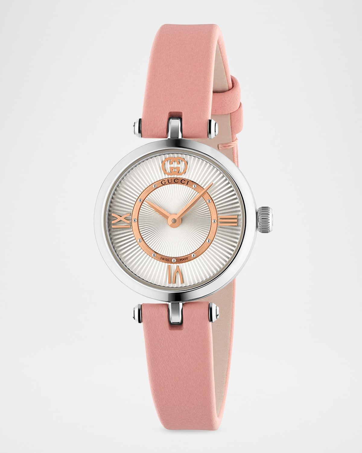 Stainless Steel Model 2000 24mm Watch with Pink Leather Strap