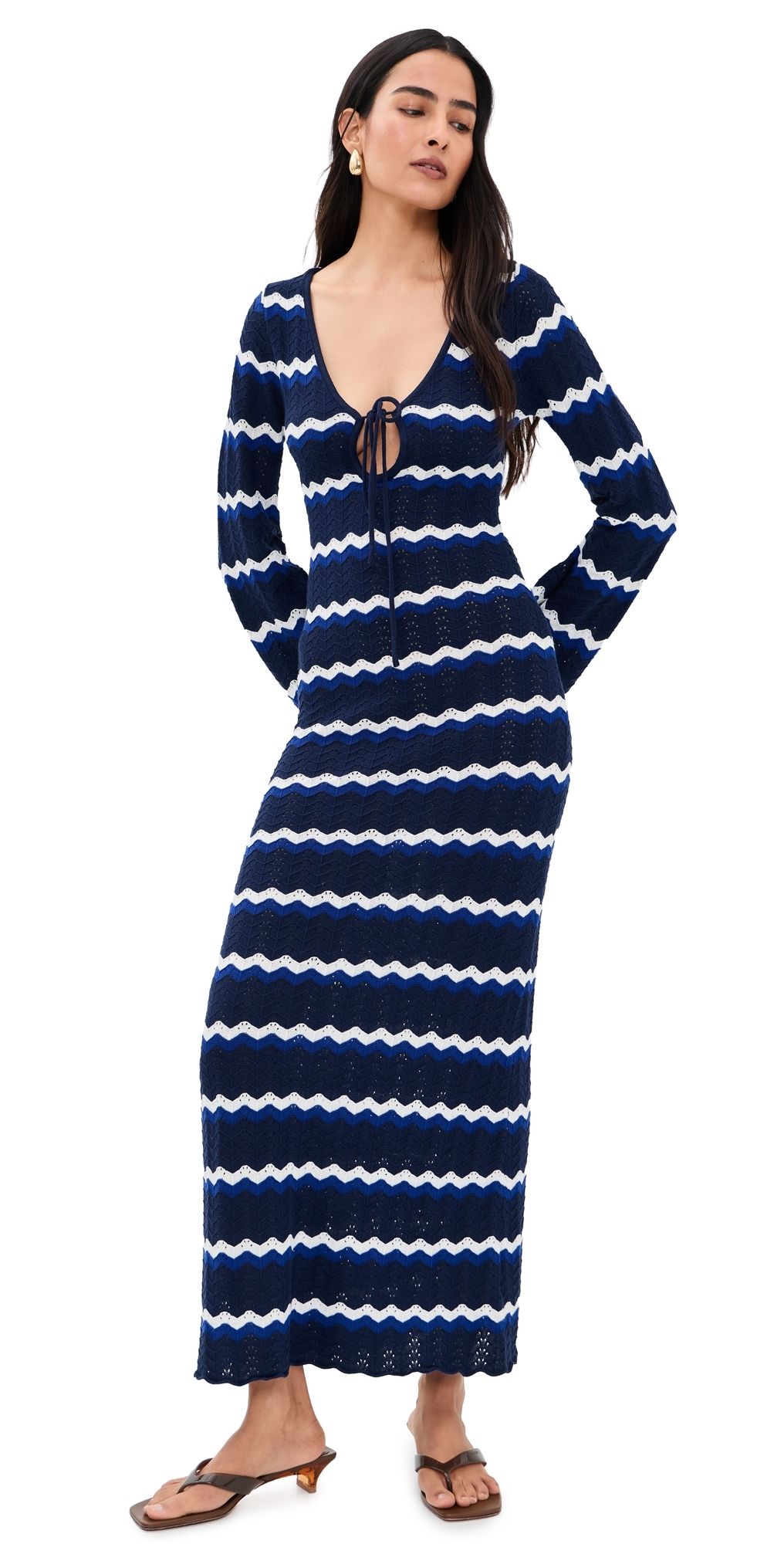 Seven Wonders Sofia Knit Maxi Dress Navy/White M
