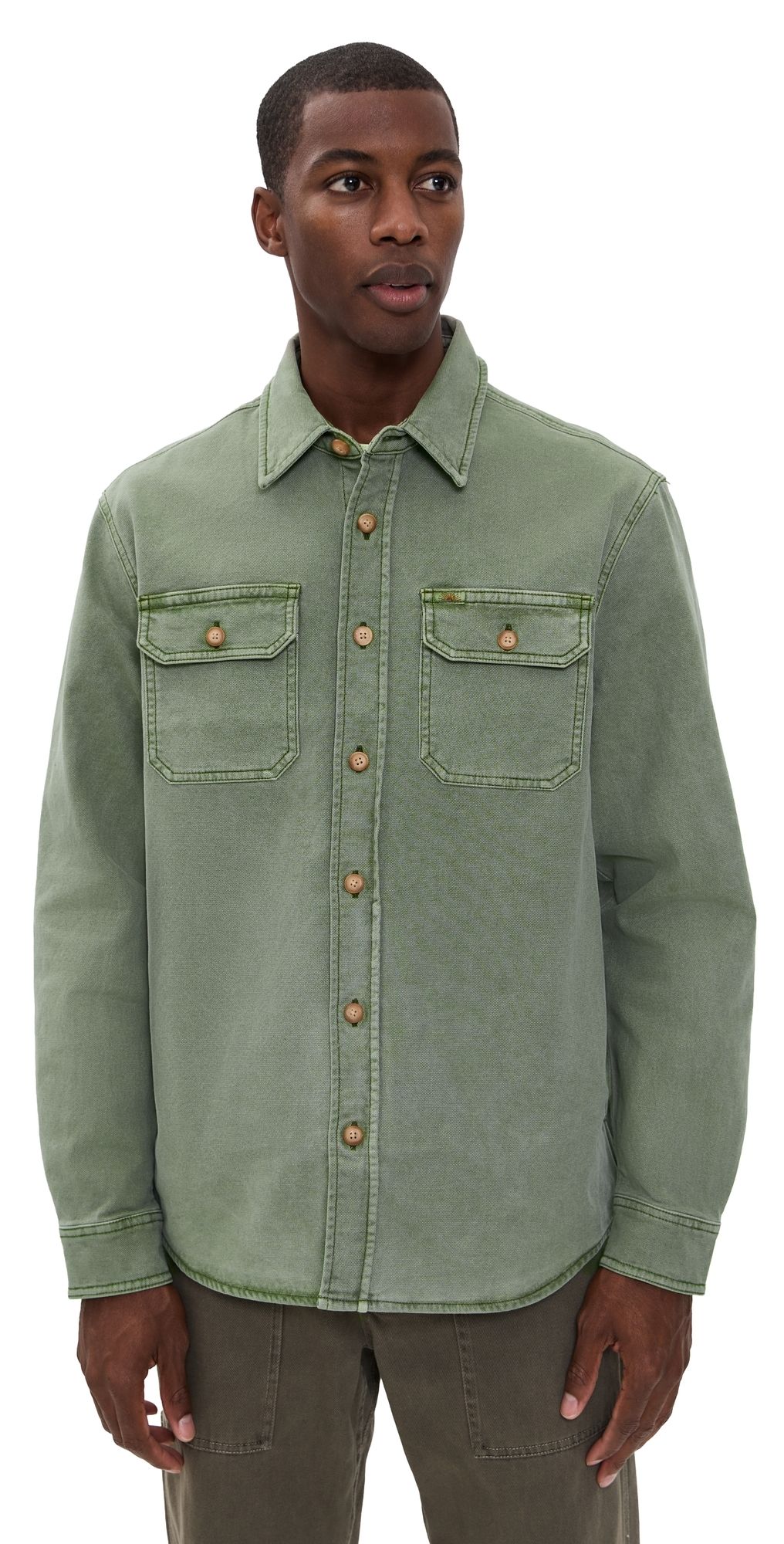 Faherty Sunwashed CPO Shirt Jacket Aspen Olive S