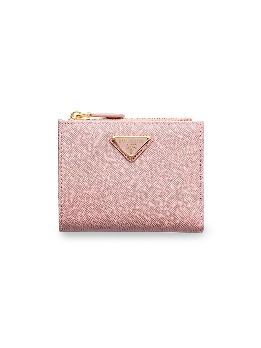 Women's Small Saffiano Leather Wallet - Pink