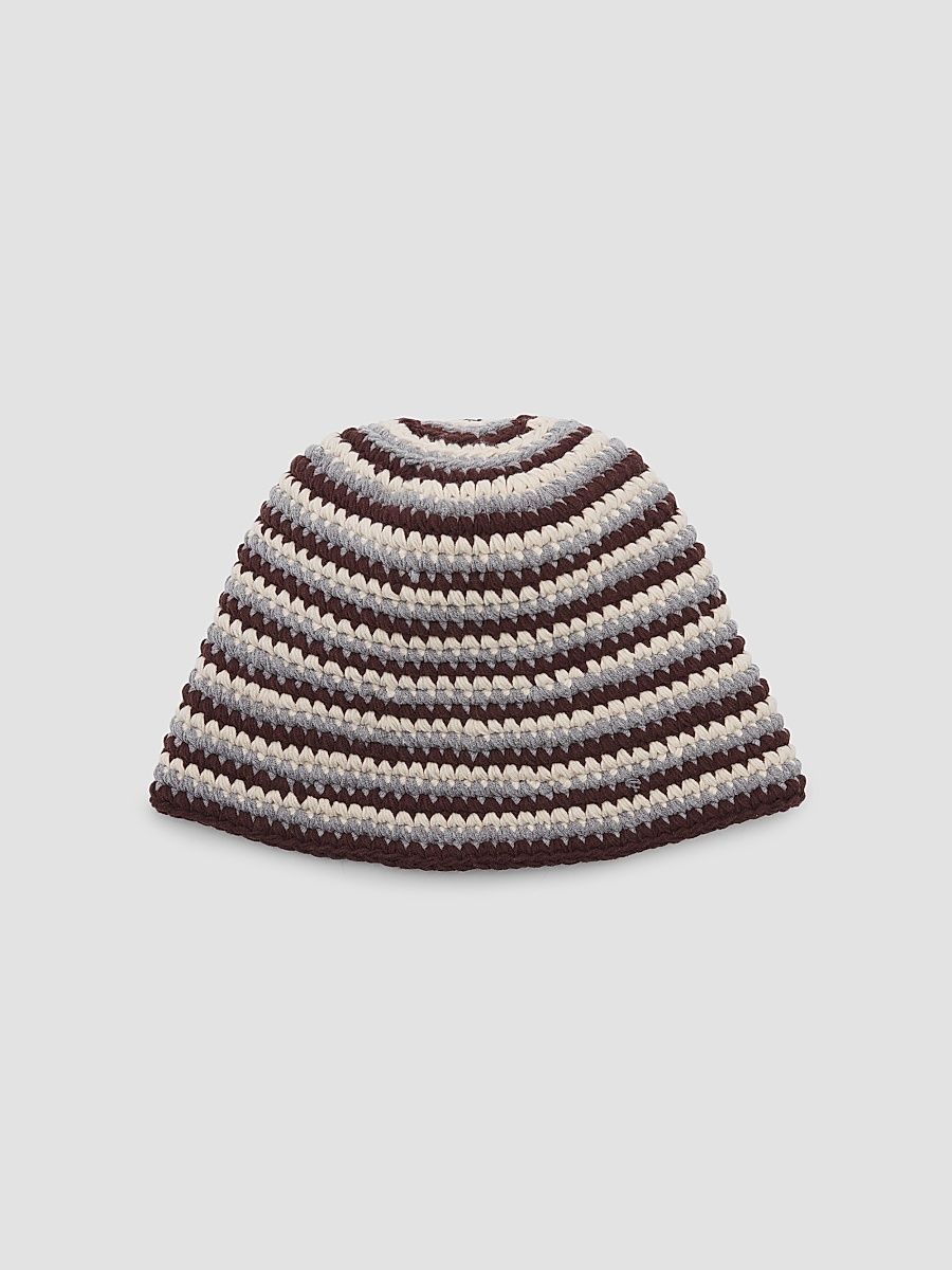 Women's Lou Striped Crochet-Knit Beanie Hat - Brown Multi - Size Small