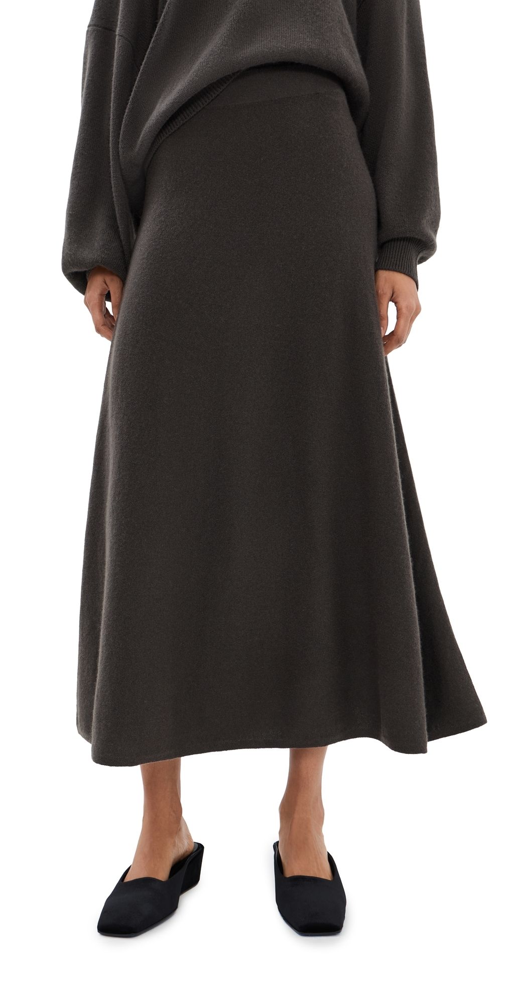 LISA YANG Torie Cashmere Skirt Dark Fern 1