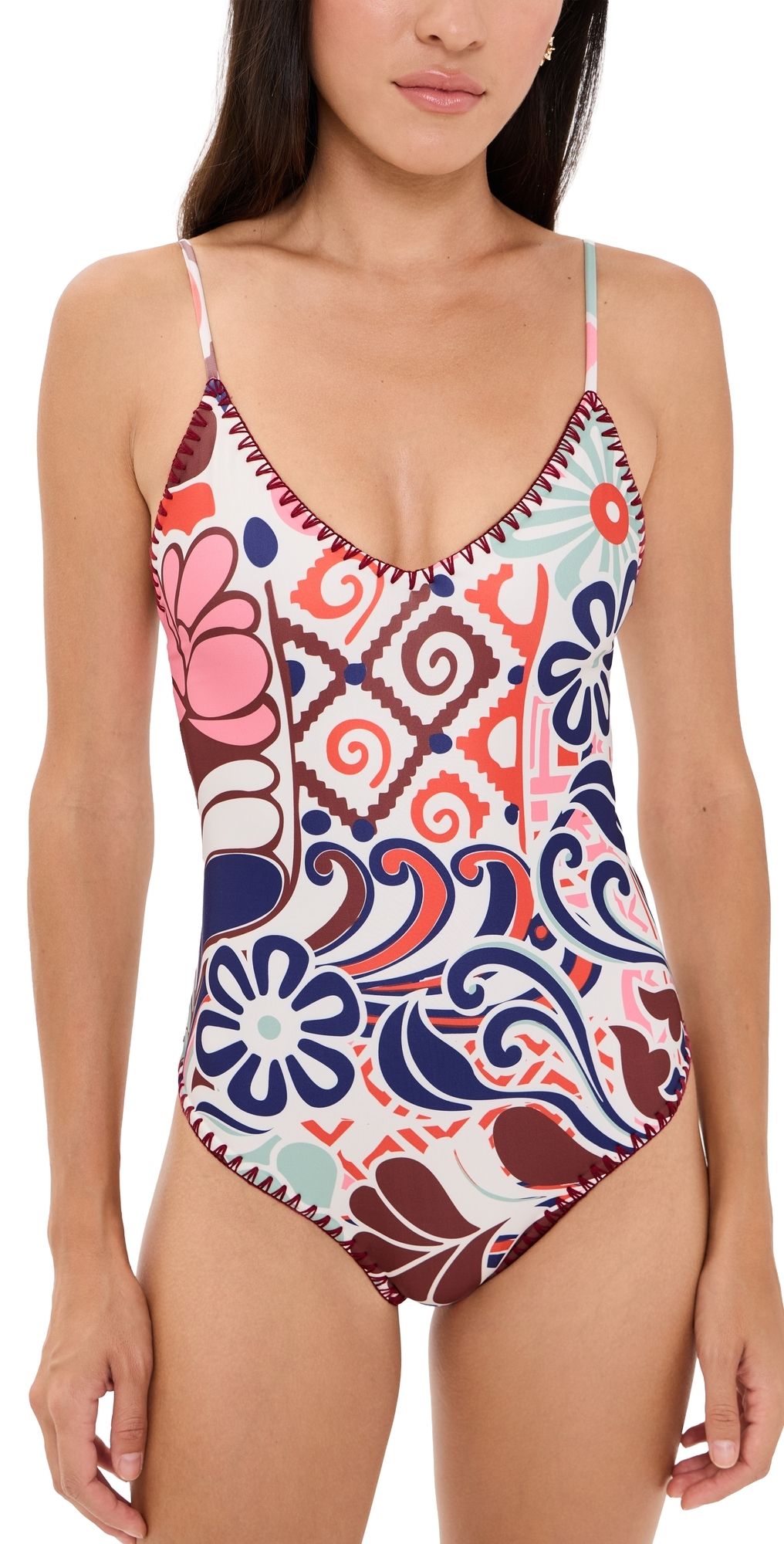 Carolina K Marietta One Piece Swimsuit Punta Print XS