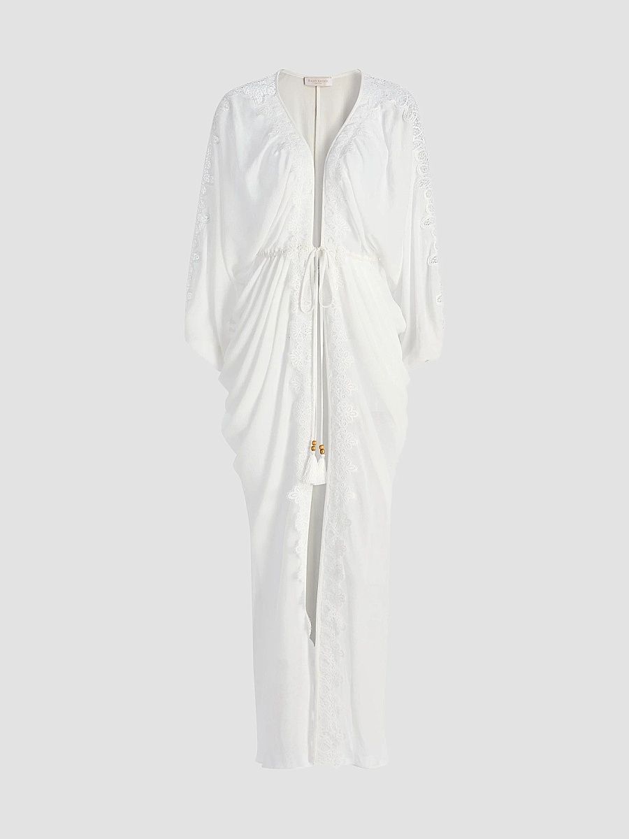 Ramy Brook Women's Bernice Lace-Trim V-Neck Maxi Dress - White - Size XL