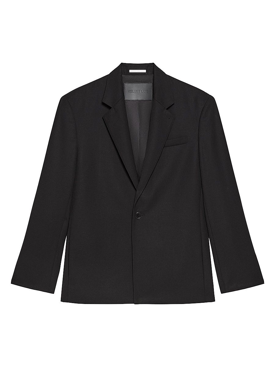 Men's Wool Gabardine Relaxed-Fit Blazer - Black - Size 40