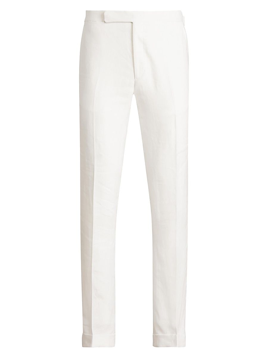 Men's Gregory Hand-Tailored Linen Trousers - Optic White - Size 40