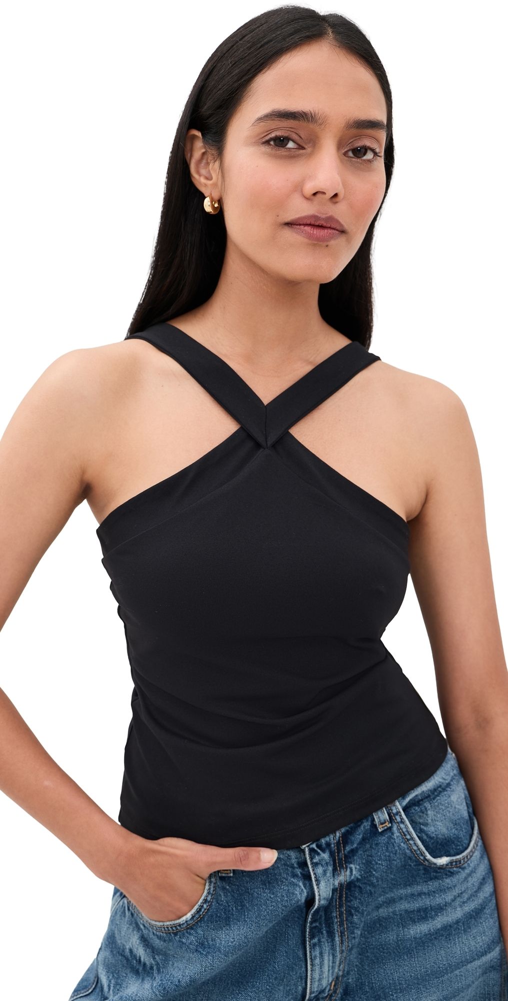 Susana Monaco V Center Strap Top Black M