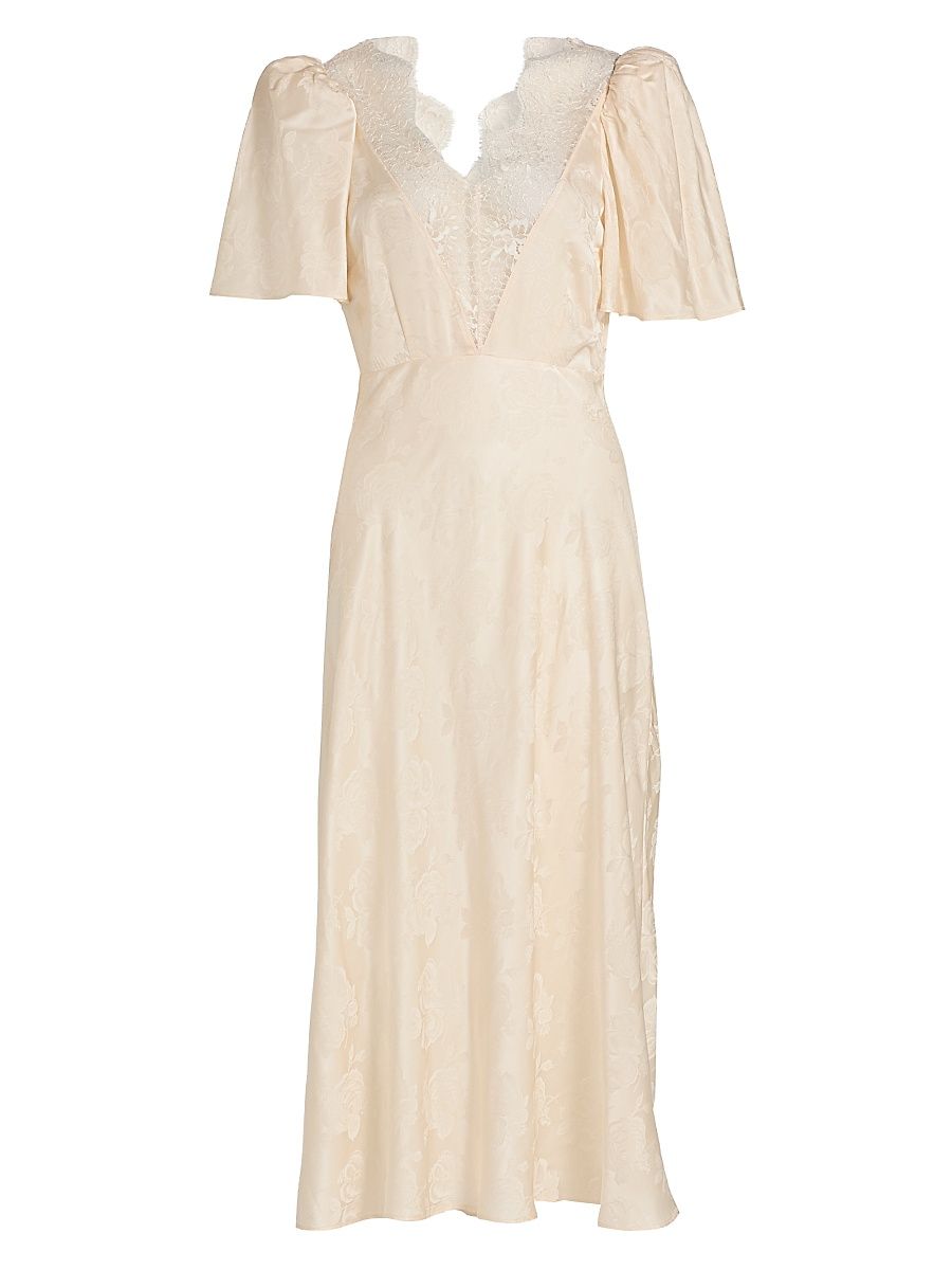 Women's Philo Floral Satin Midi-Dress - Marble - Size XL