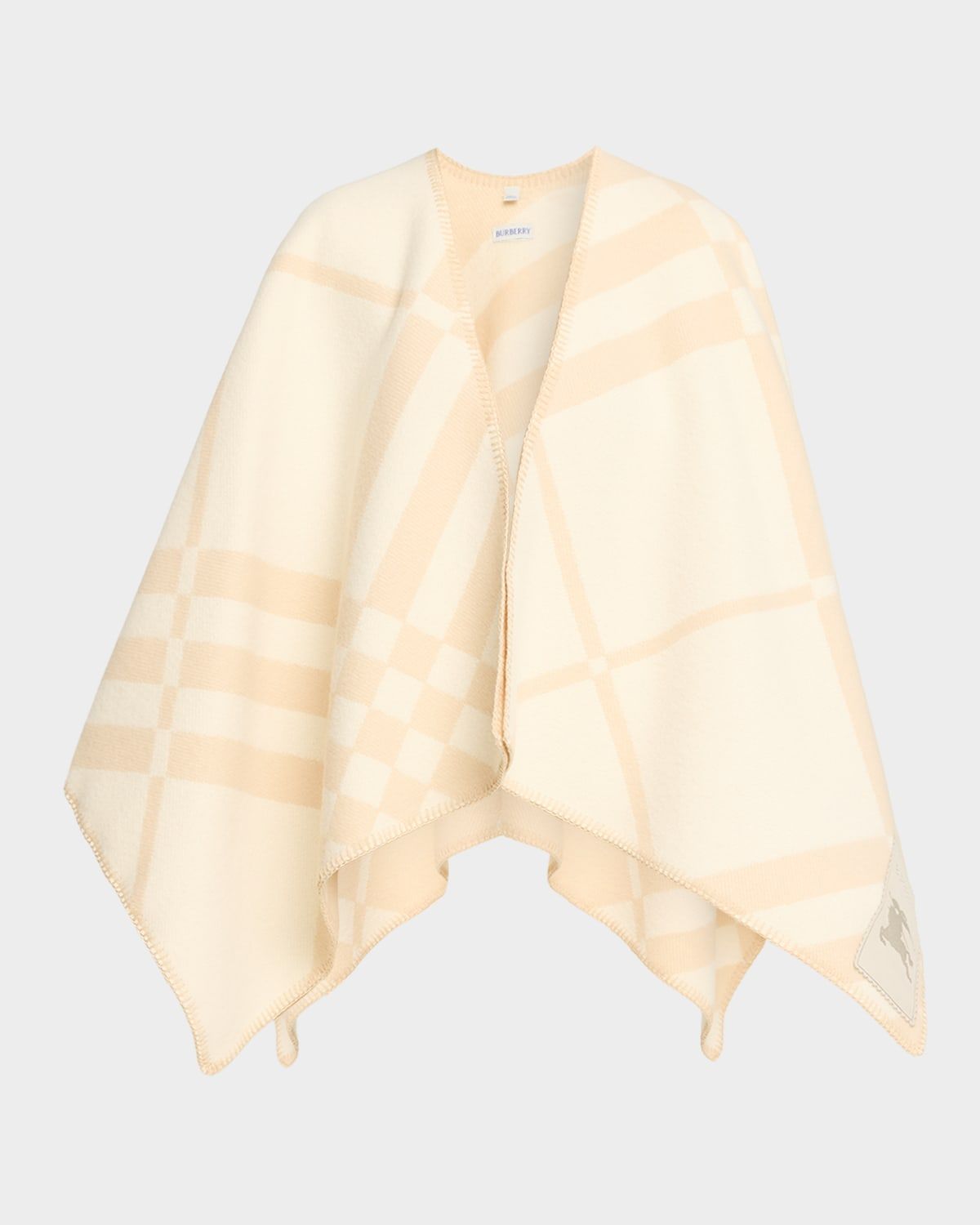 Check Wool Cashmere Cape