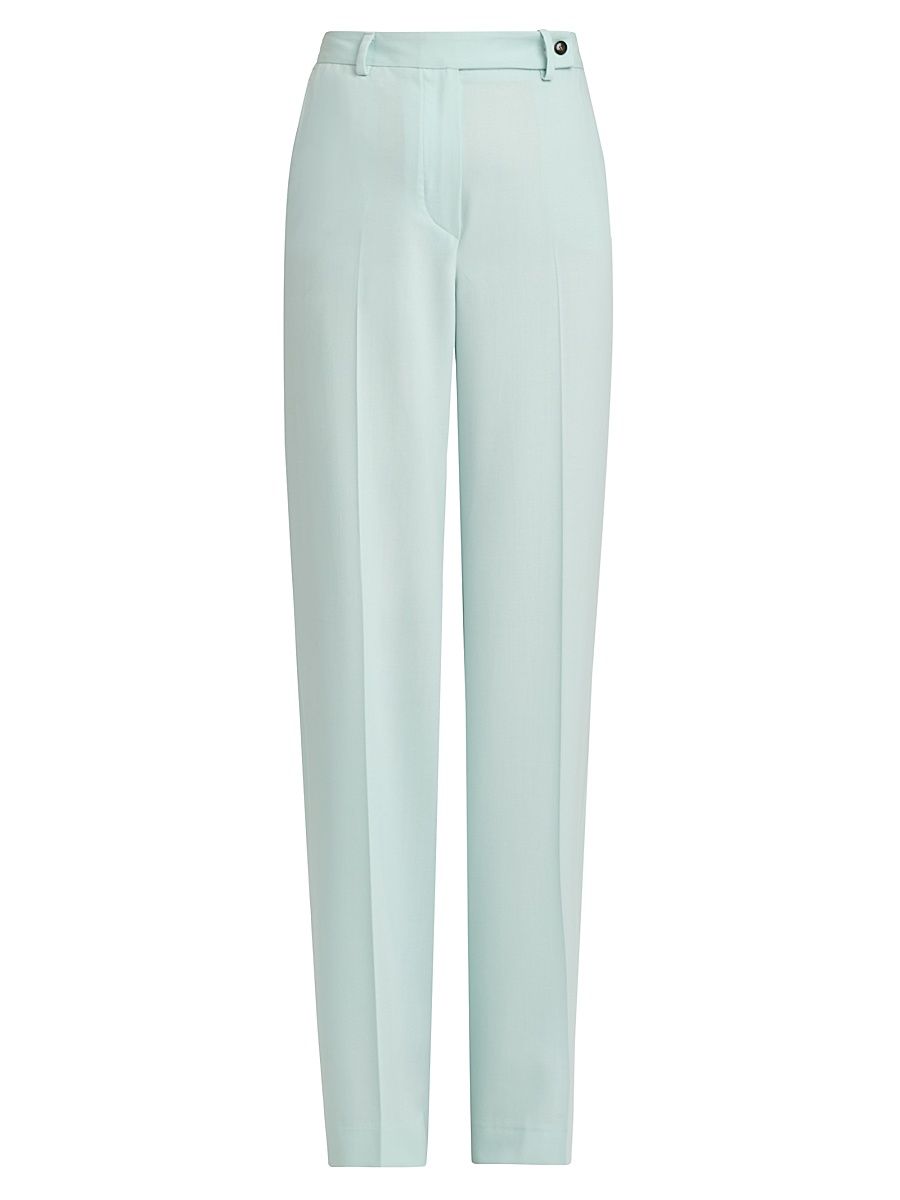 Women's Tapered Silk-Wool Pants - Water Green - Size 10