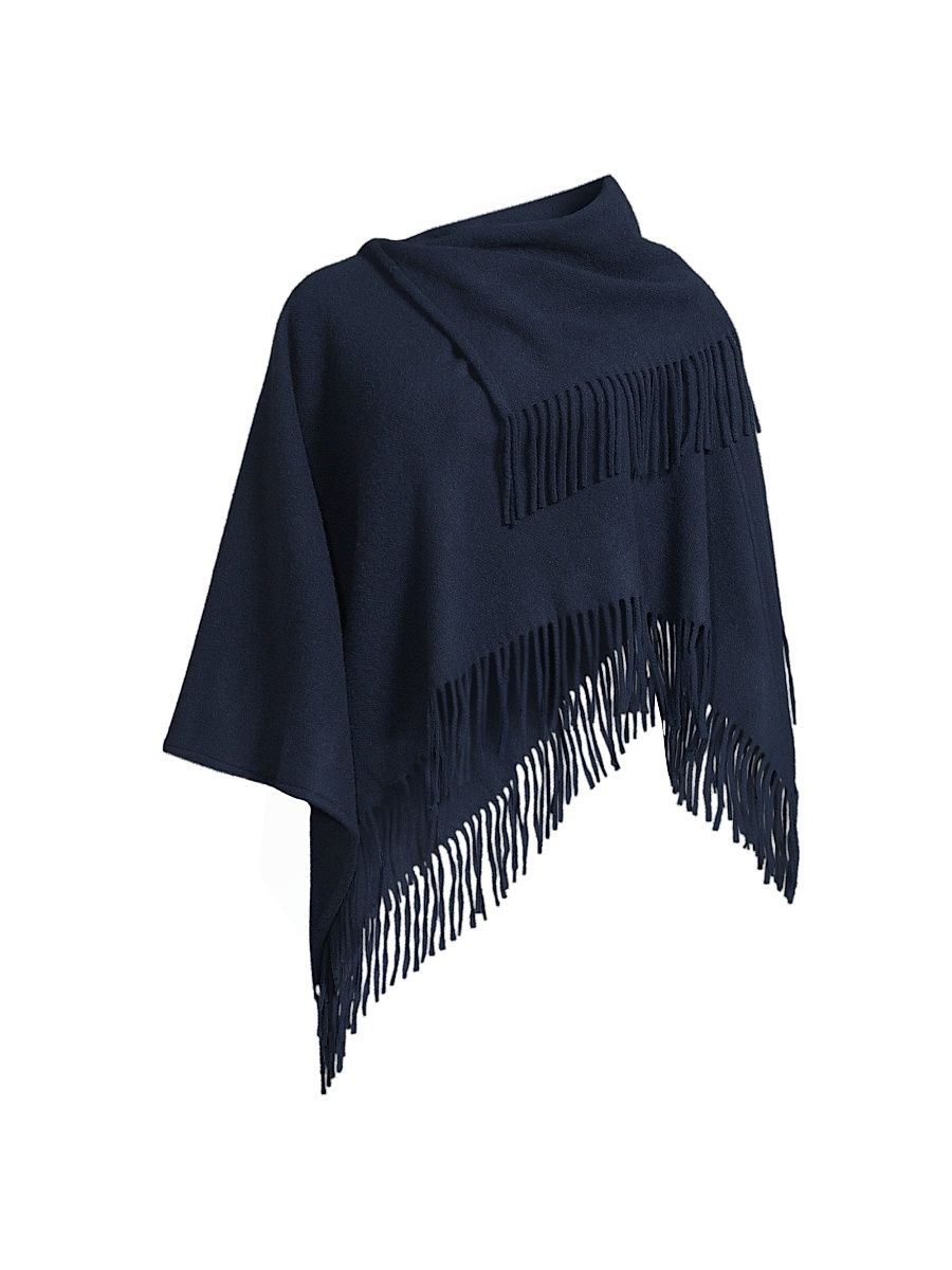 Women's Darcey Wool Cowl Poncho - Navy