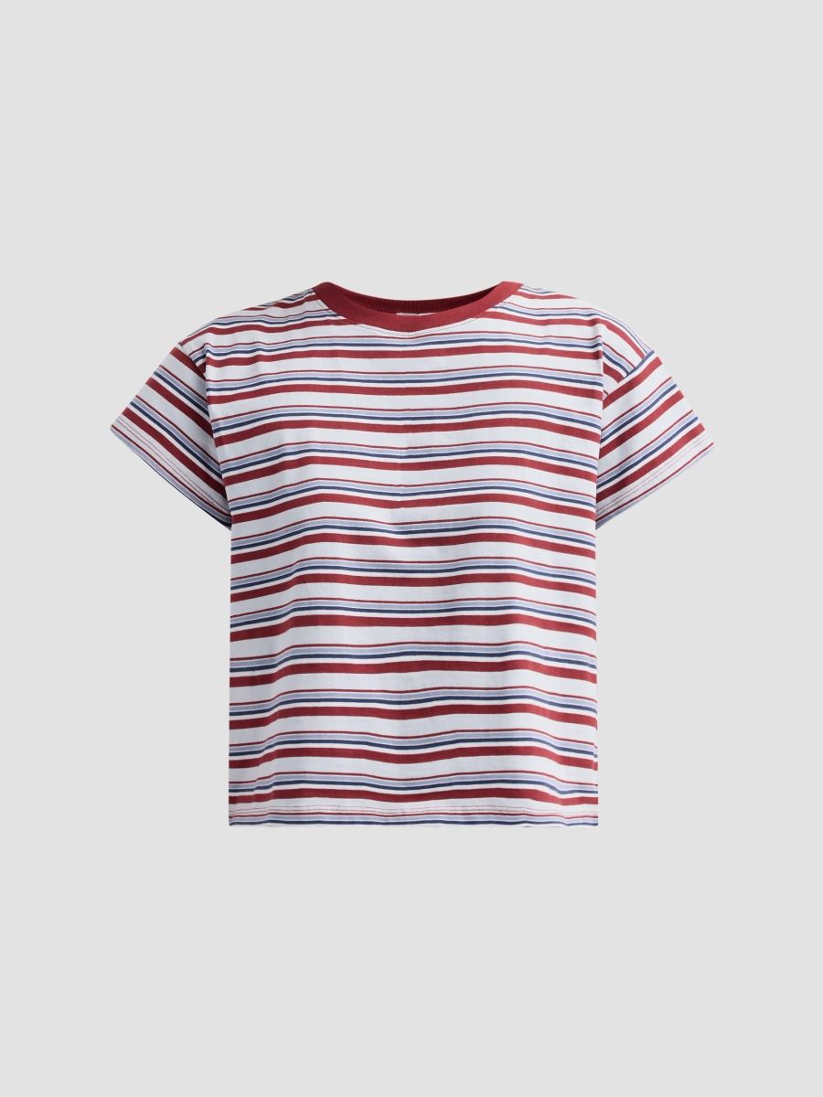 rag & bone Women's Kelly Perfect Striped T-Shirt - Blue Pomegranate Multi - Size XL