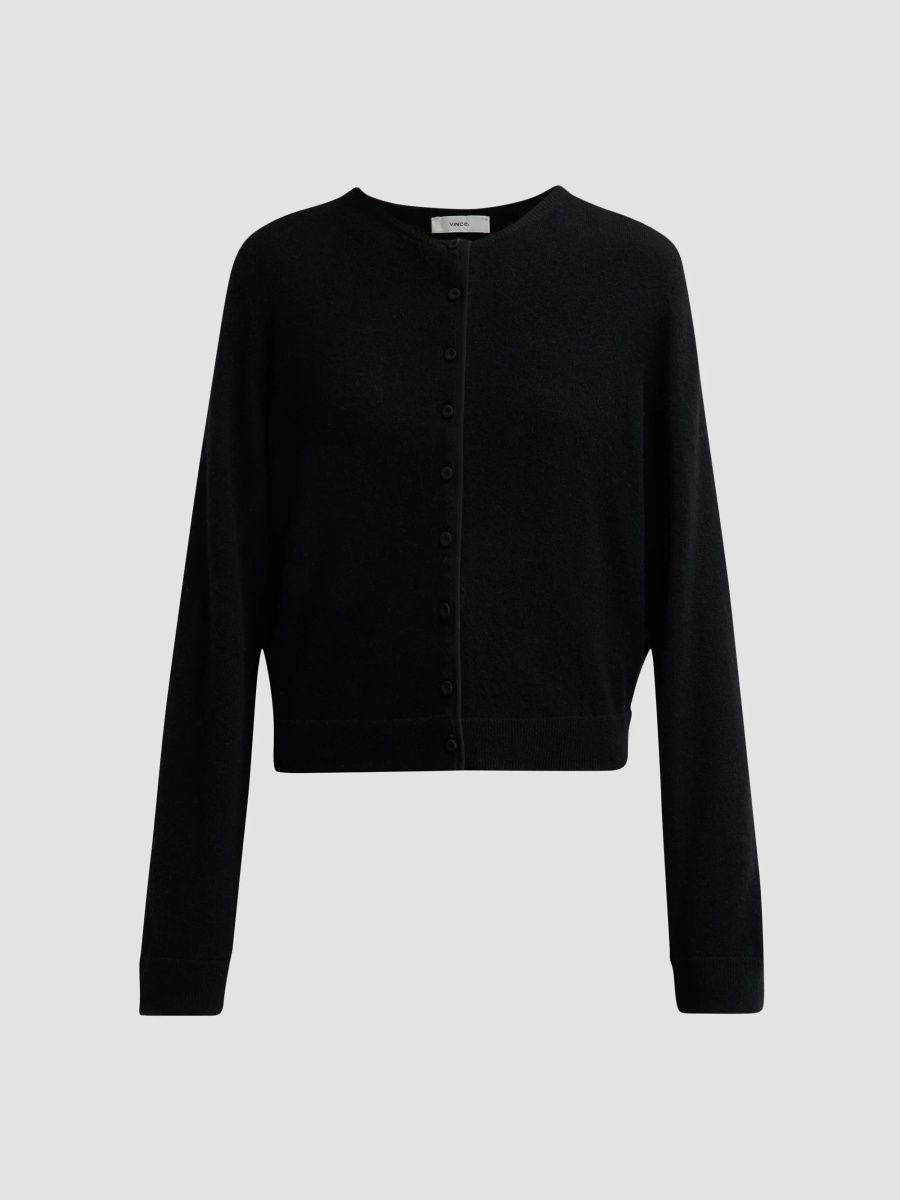 Vince Women's Mixed-Media Cardigan - Black - Size XXS