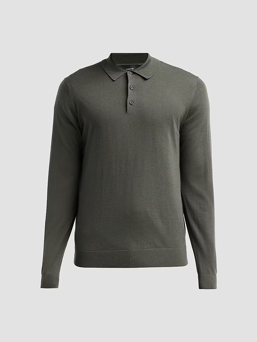 Men's Merino Wool Polo Sweater - Night Leaf - Size XXL
