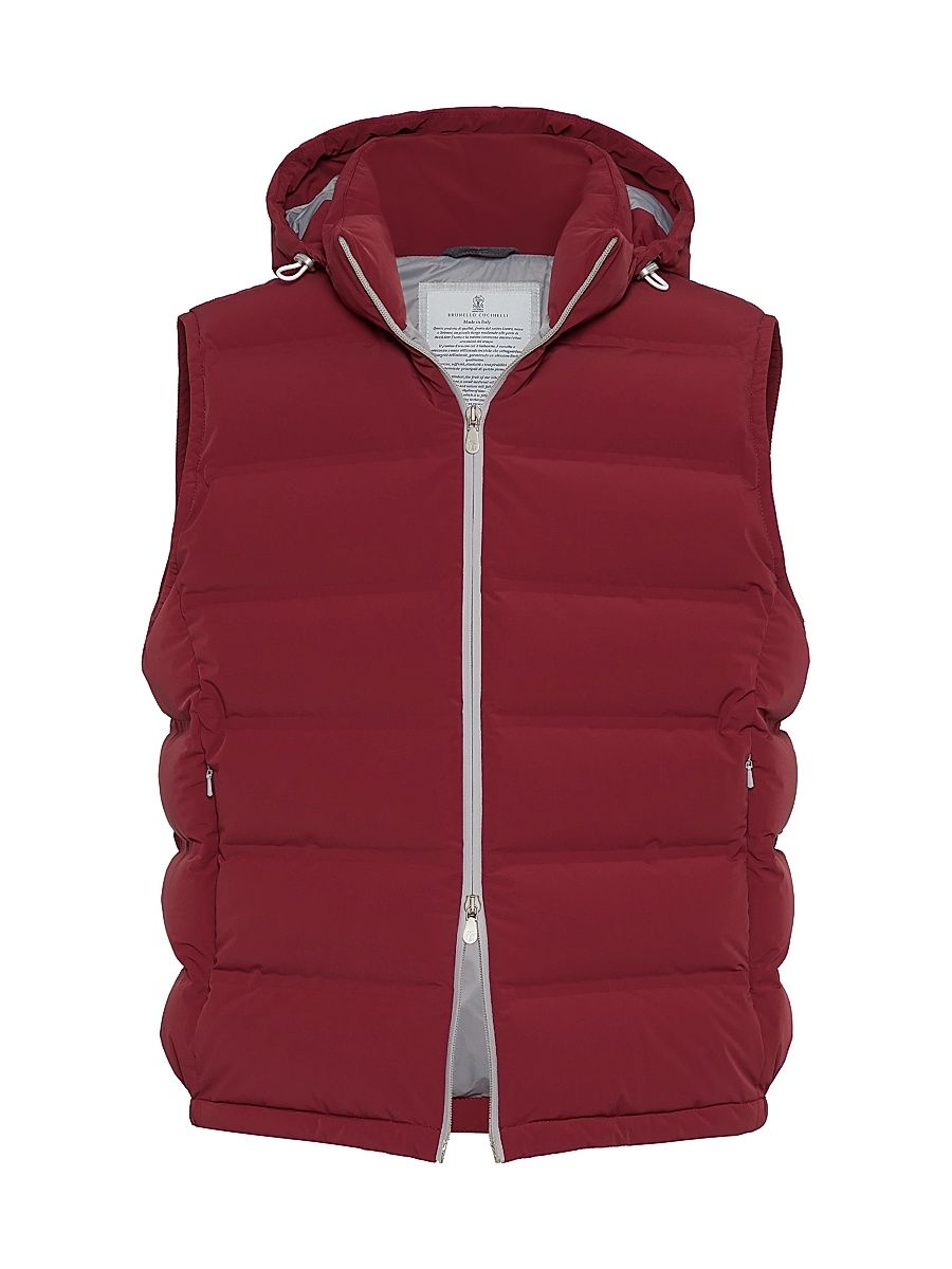 Men's Bonded Taffeta Down Vest with Heat Bonded Seams - Red - Size XXS