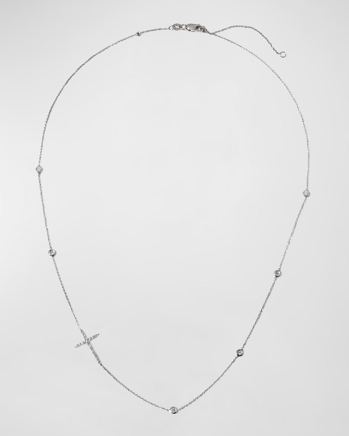 Integrated Diamond Cross Necklace, White Gold