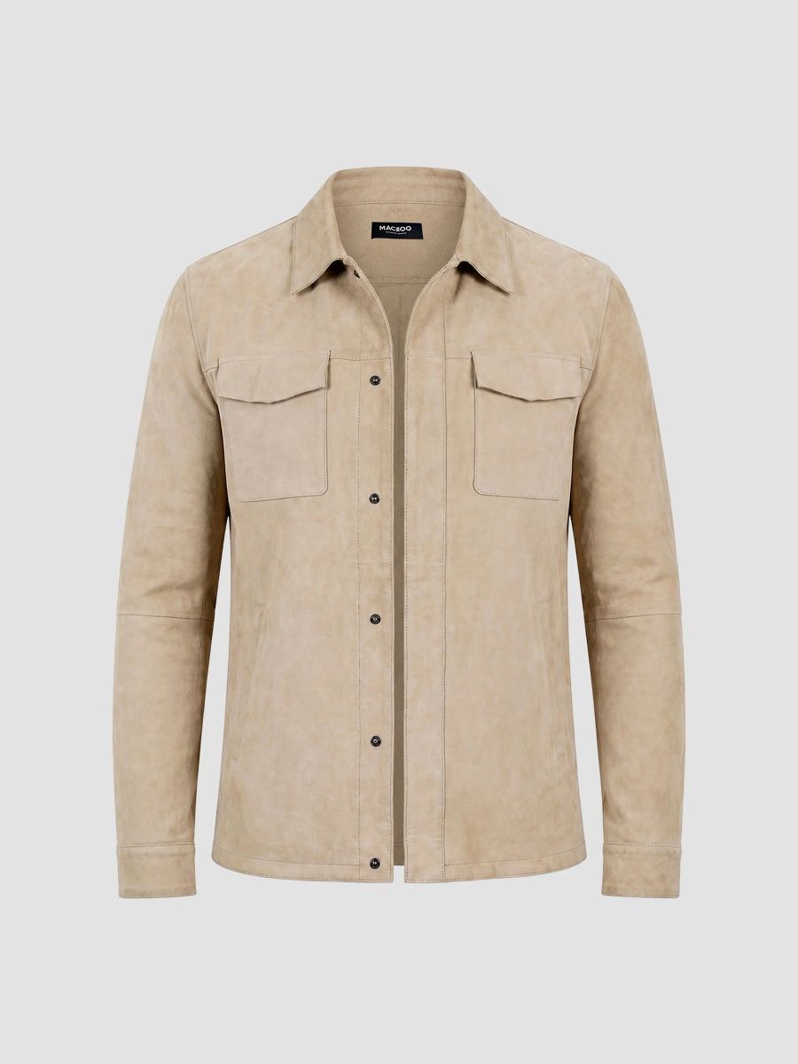 Maceoo Men's Leather Jacket - Beige - Size XXXL