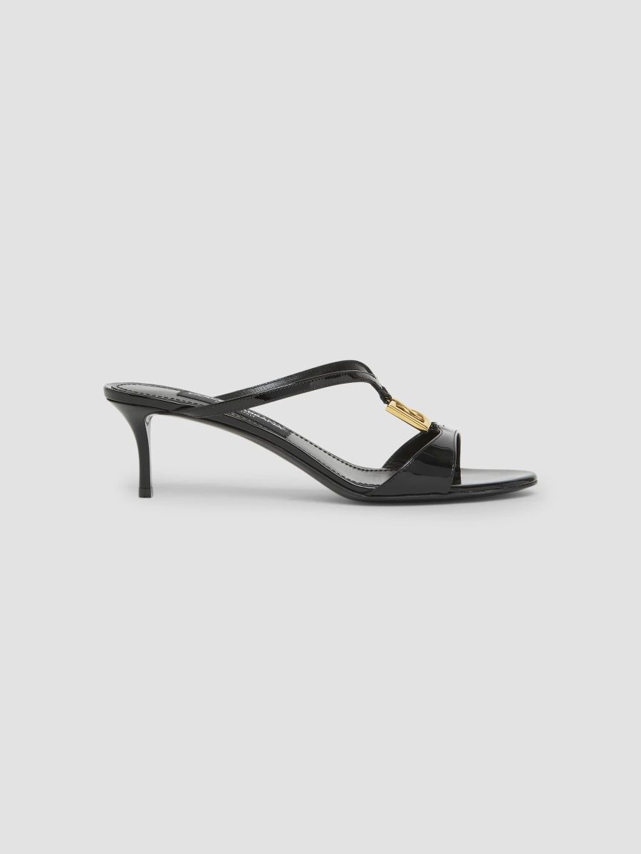 Dolce & Gabbana Women's 50MM Patent Leather Slip-On Sandals - Black - Size 12