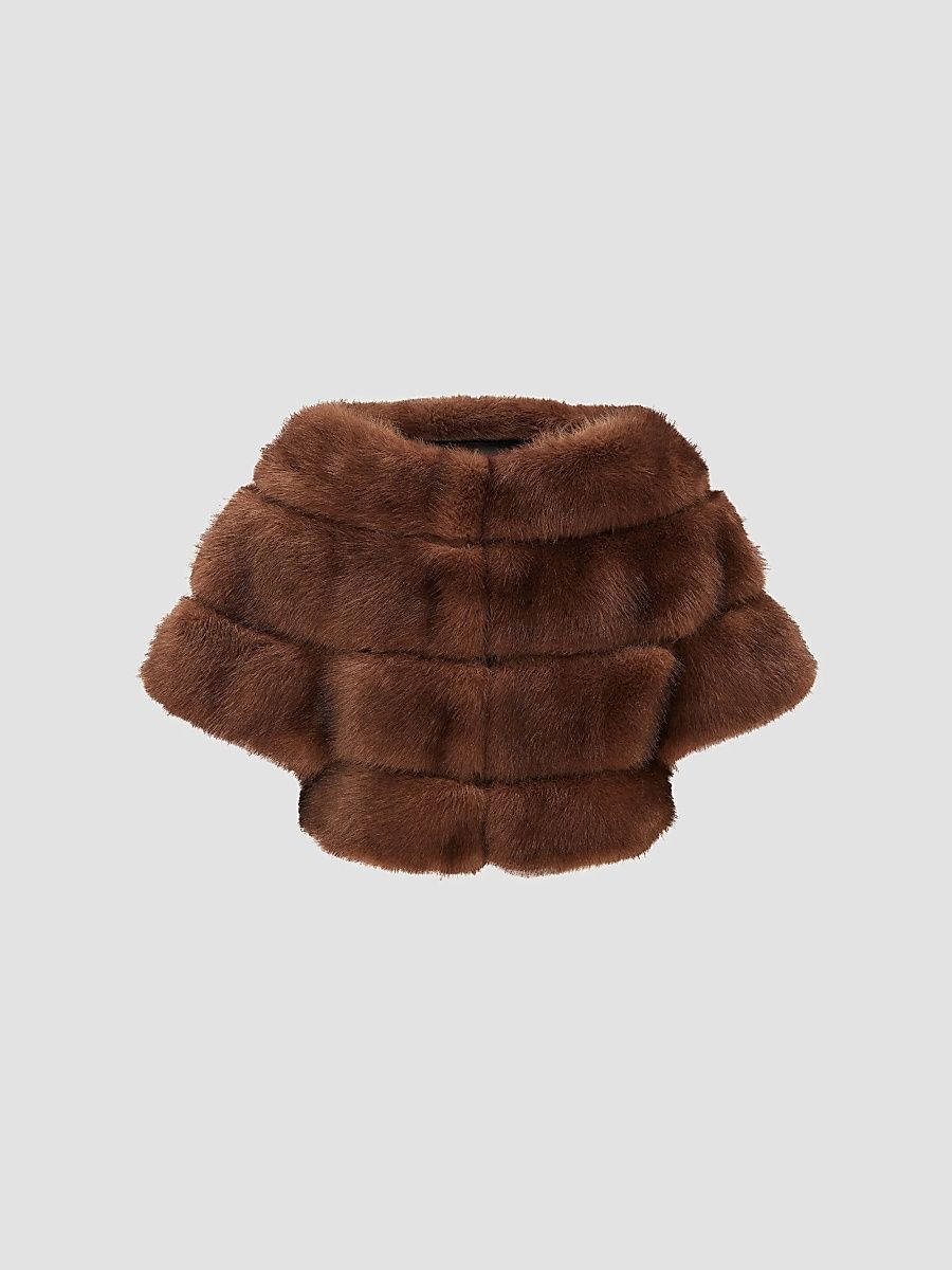 Lyla Grant Women's Faux Fur Chinchilla Stole Coat - Brown - Size XS