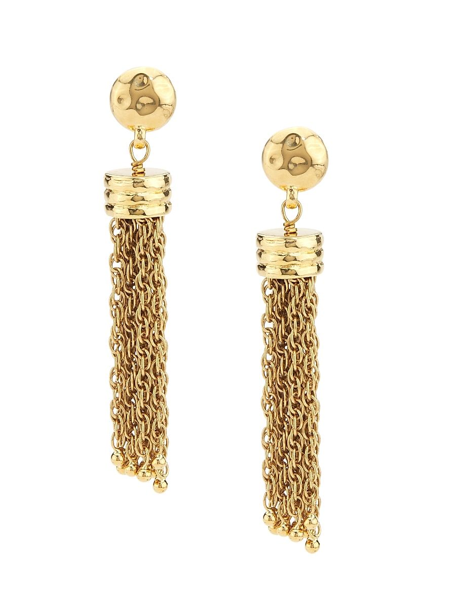 Women's Pompoms Goldtone Chain Post Earrings - Vintage Gold