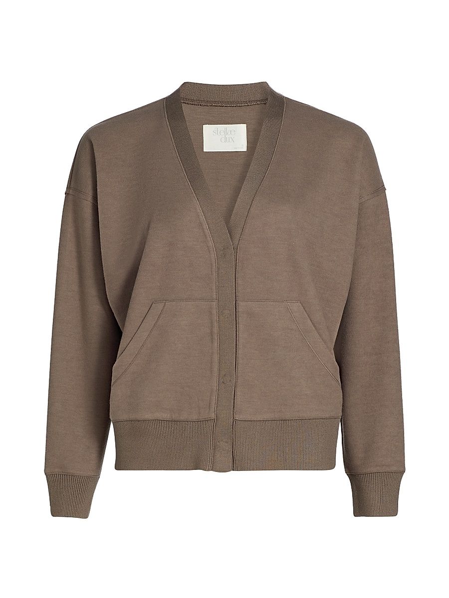 Women's Sweatermix V-Neck Cardigan - Mocha - Size XS