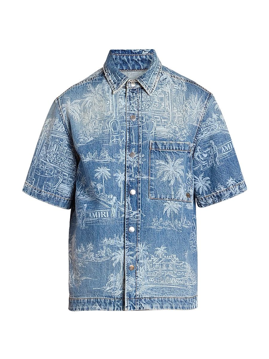 Men's Chateau Palms Denim Shirt - Indigo - Size Medium