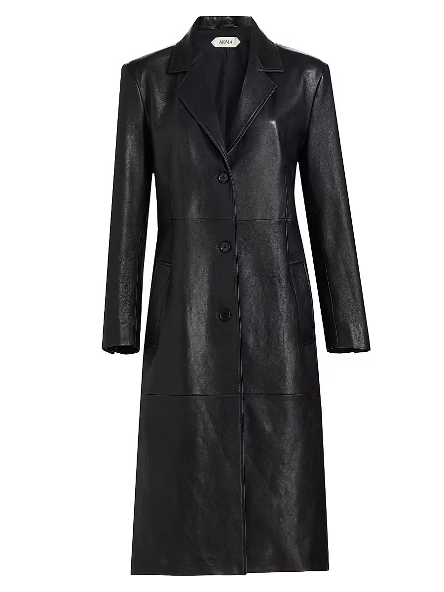 Women's Aisa Leather Longline Jacket - Black - Size 14