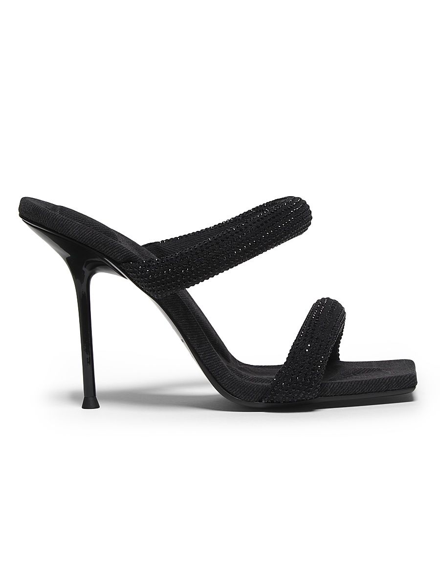 Women's Julie Tubular 105MM Crystal-Embellished Sandals - Washed Black - Size 7