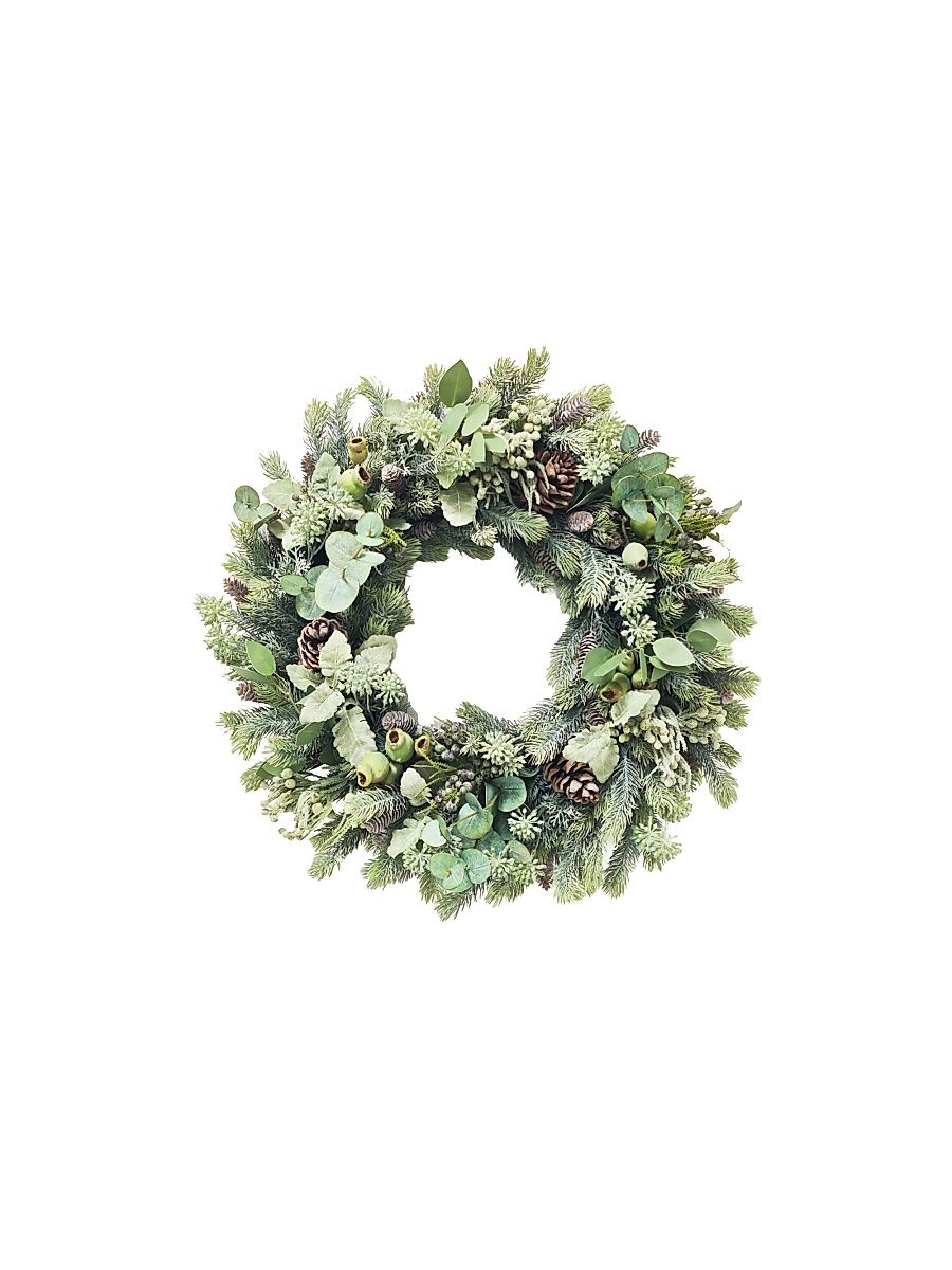 Artificial Dusty Miller/Pine Needle Wreath