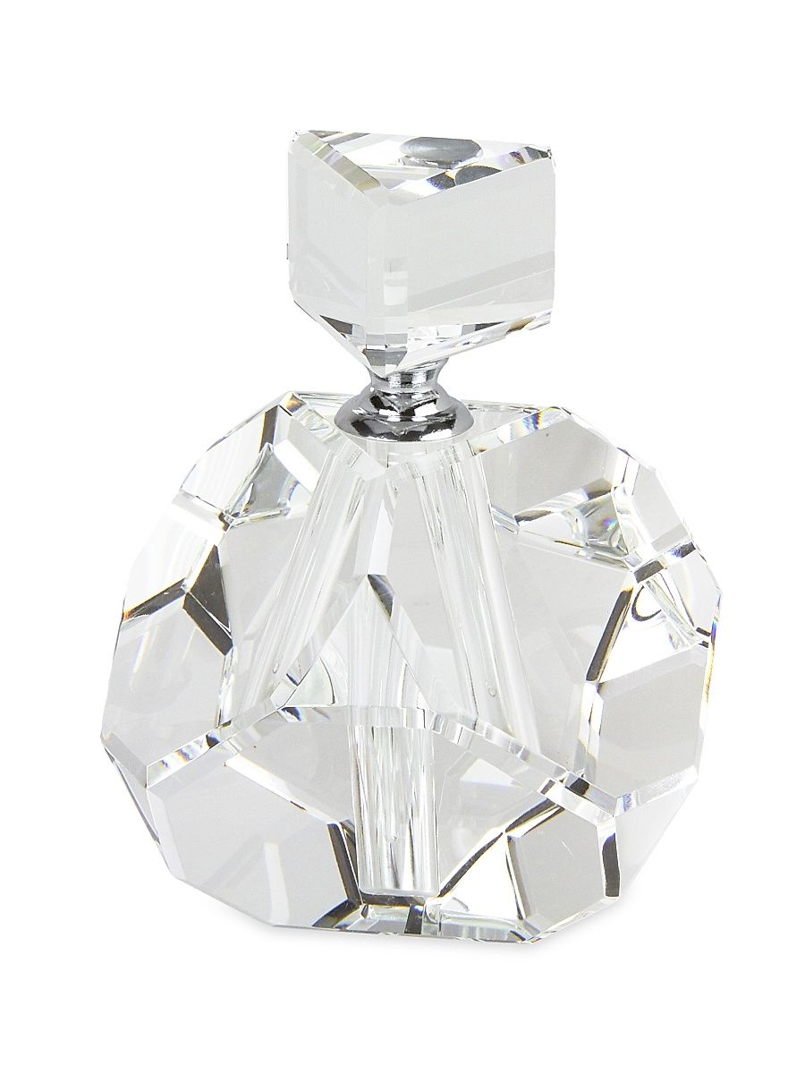 Clear Crystal Faceted Diamond-Cut Perfume Bottle - Clear