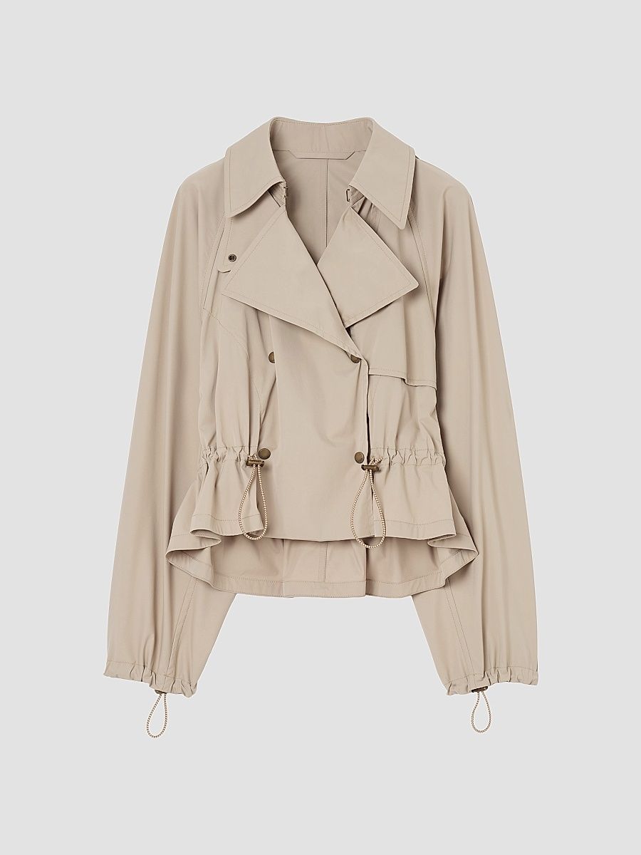 Women's Rosewin Stretch-Nylon Double-Breasted Jacket - Saltmarsh Beige - Size 0