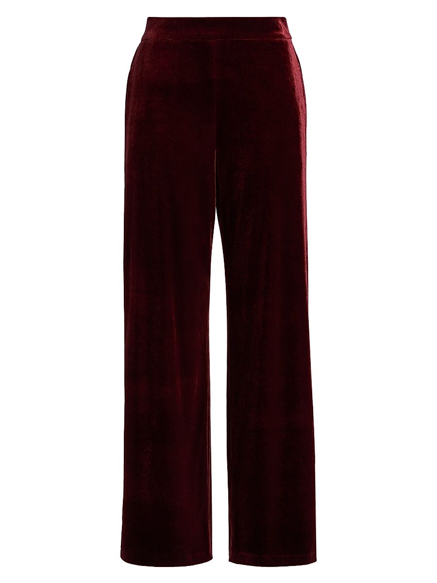 Women's Lucia Velvet Straight Pants - Bordeaux - Size Large