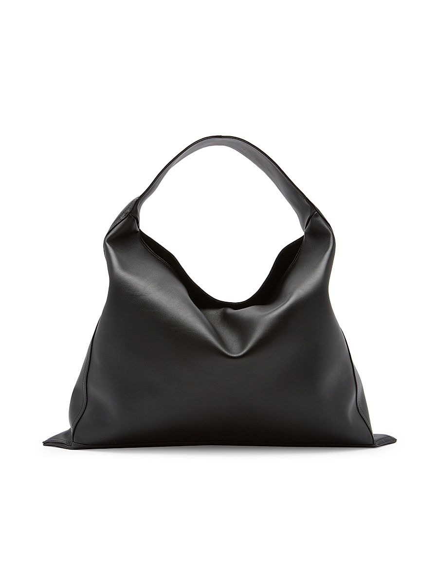 Women's Large Hop Leather Hobo Bag - Black
