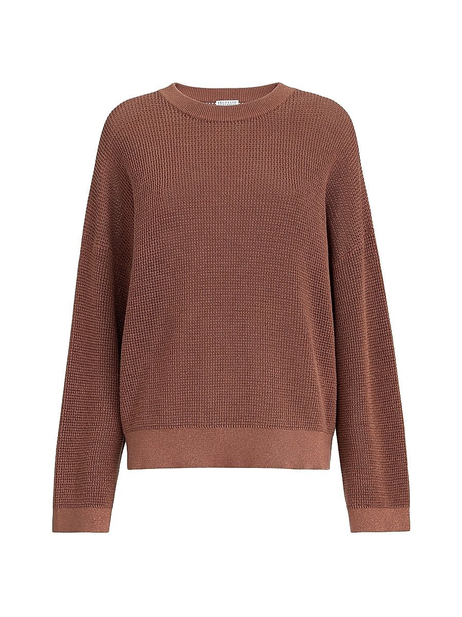 Women's Cotton Sparkling Net Sweater - Red - Size XXS