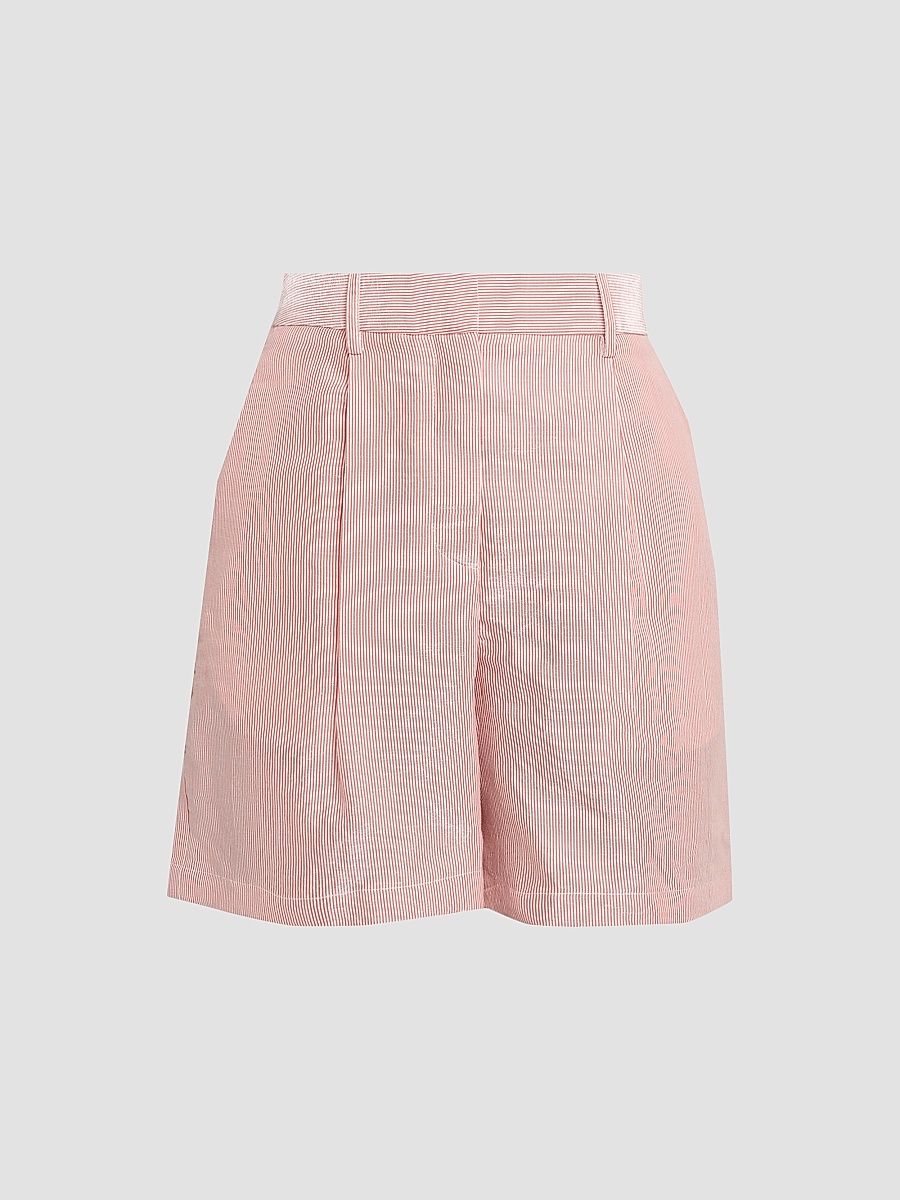 Women's Henry Pinstriped Shorts - White Red - Size 8