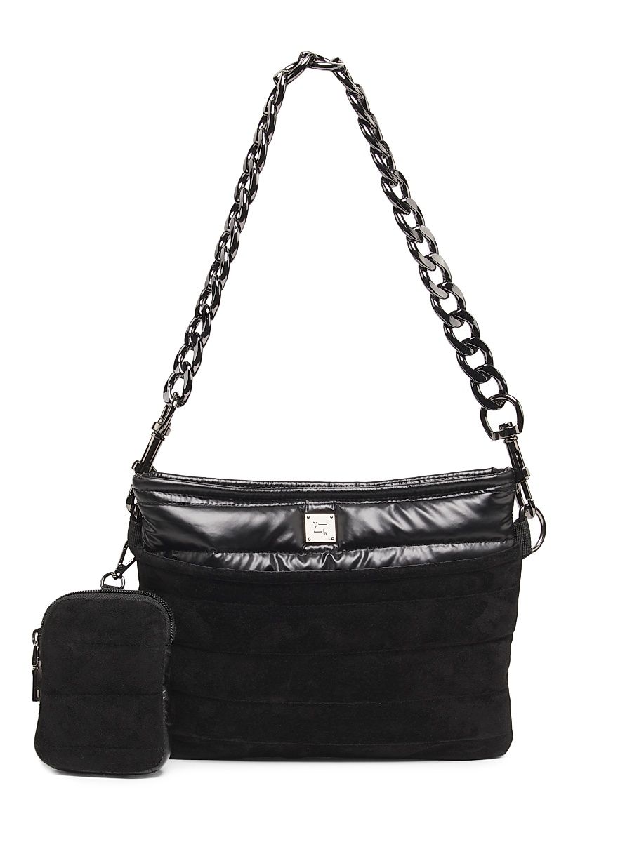 Women's Downtown Quilted Crossbody Bag - Black Suede Pearl Black