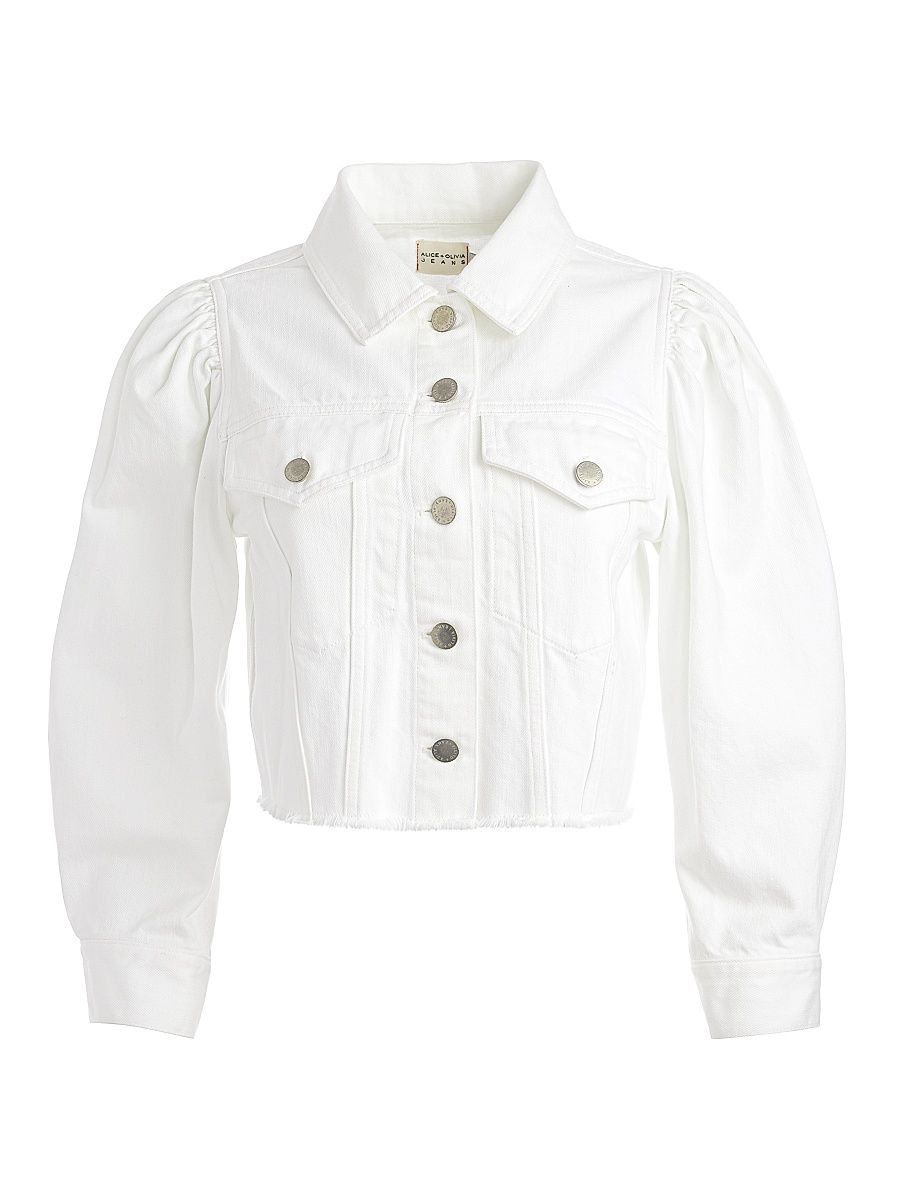 Women's Lana Denim Puff-Sleeve Jacket - White - Size XL