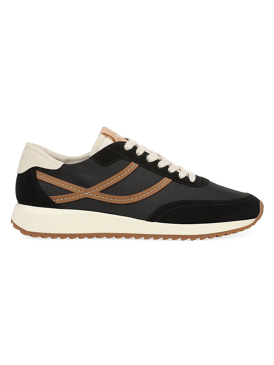 Women's Santa Monica Contrast-Striped Suede Low-Top Sneakers - Black Saddle - Size 5