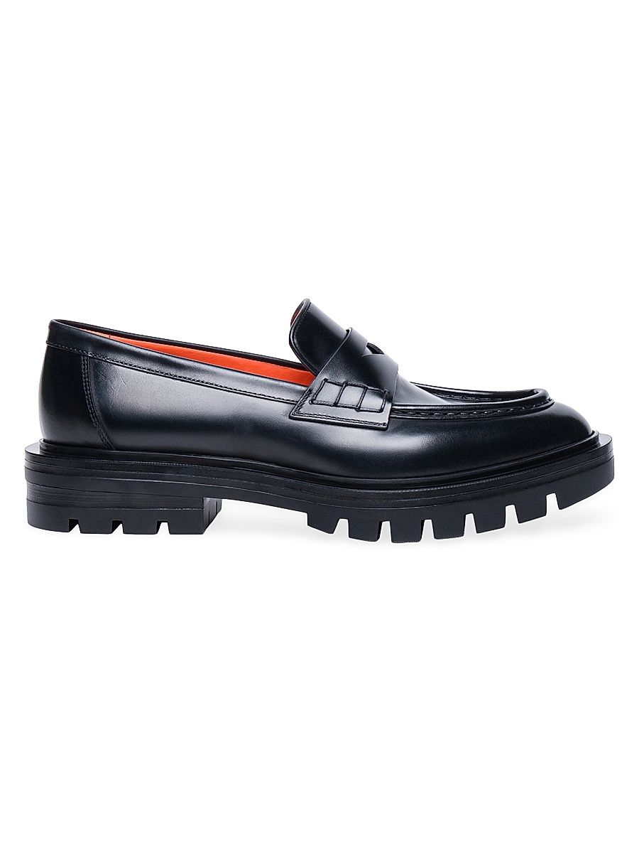 Women's Feline Leather Lug-Sole Loafers - Black - Size 9