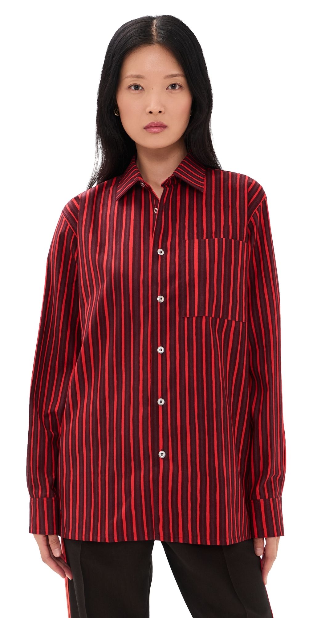 Marimekko Jokapoika Kioski Button Down Shirt Wine Red/Red XXS