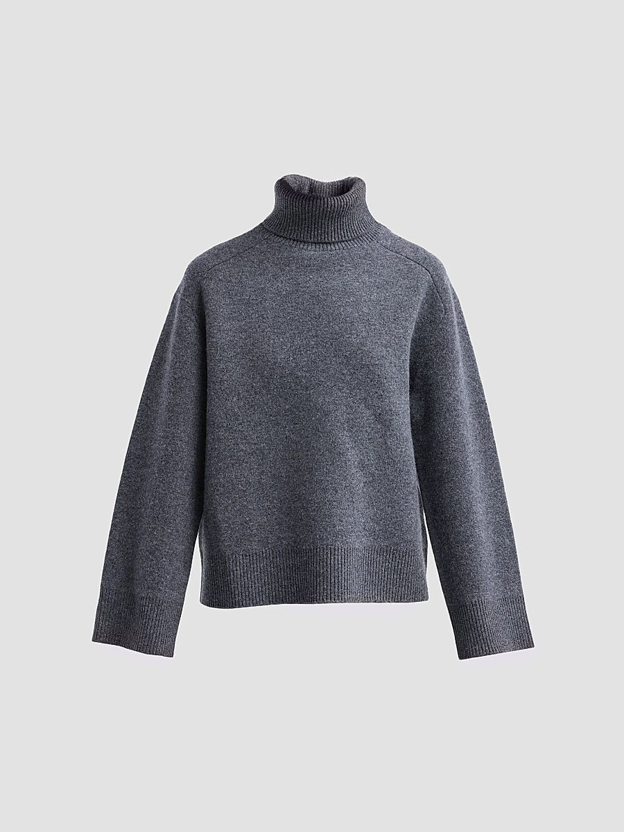 Yves Salomon Women's Merino Wool Turtleneck Sweater - Pyrenees - Size XL