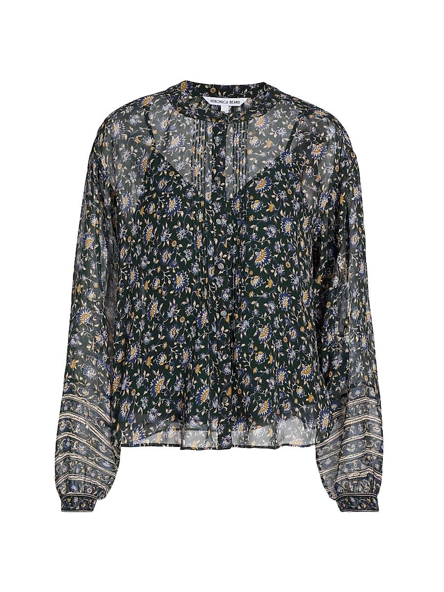 Women's Lollie Printed Blouse - Dark Hunter Green Multi - Size XL