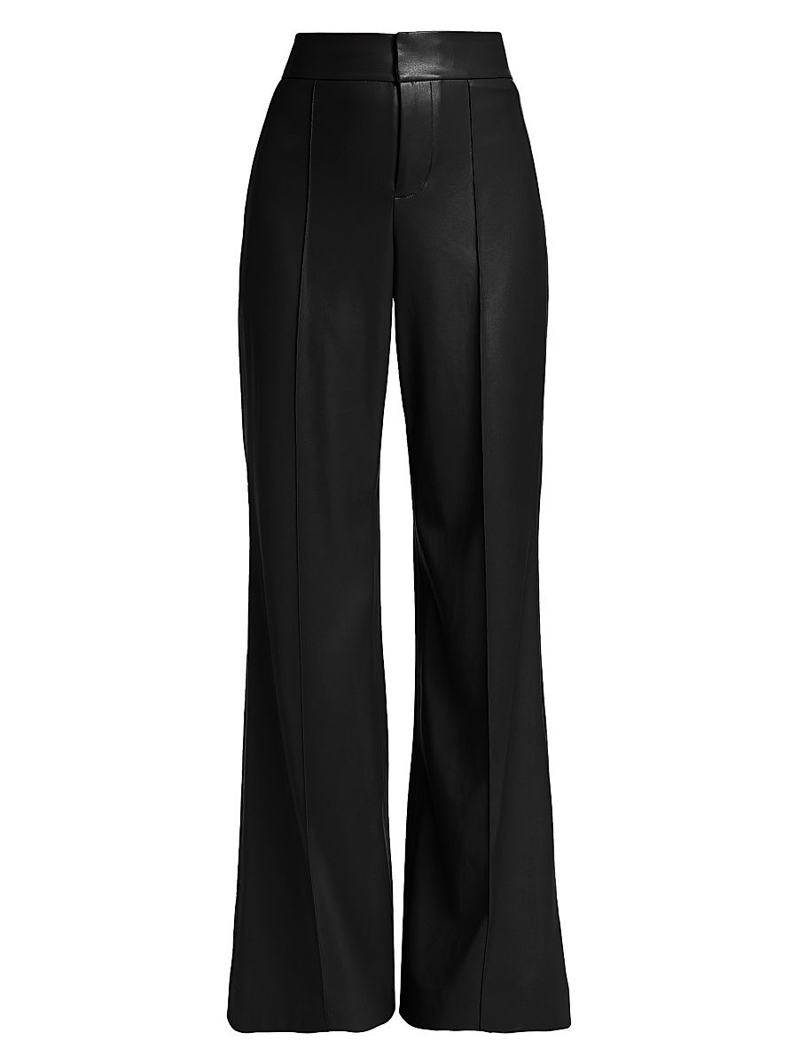 Women's Dylan Wide-Leg Faux Leather Trousers - Black - Size 14