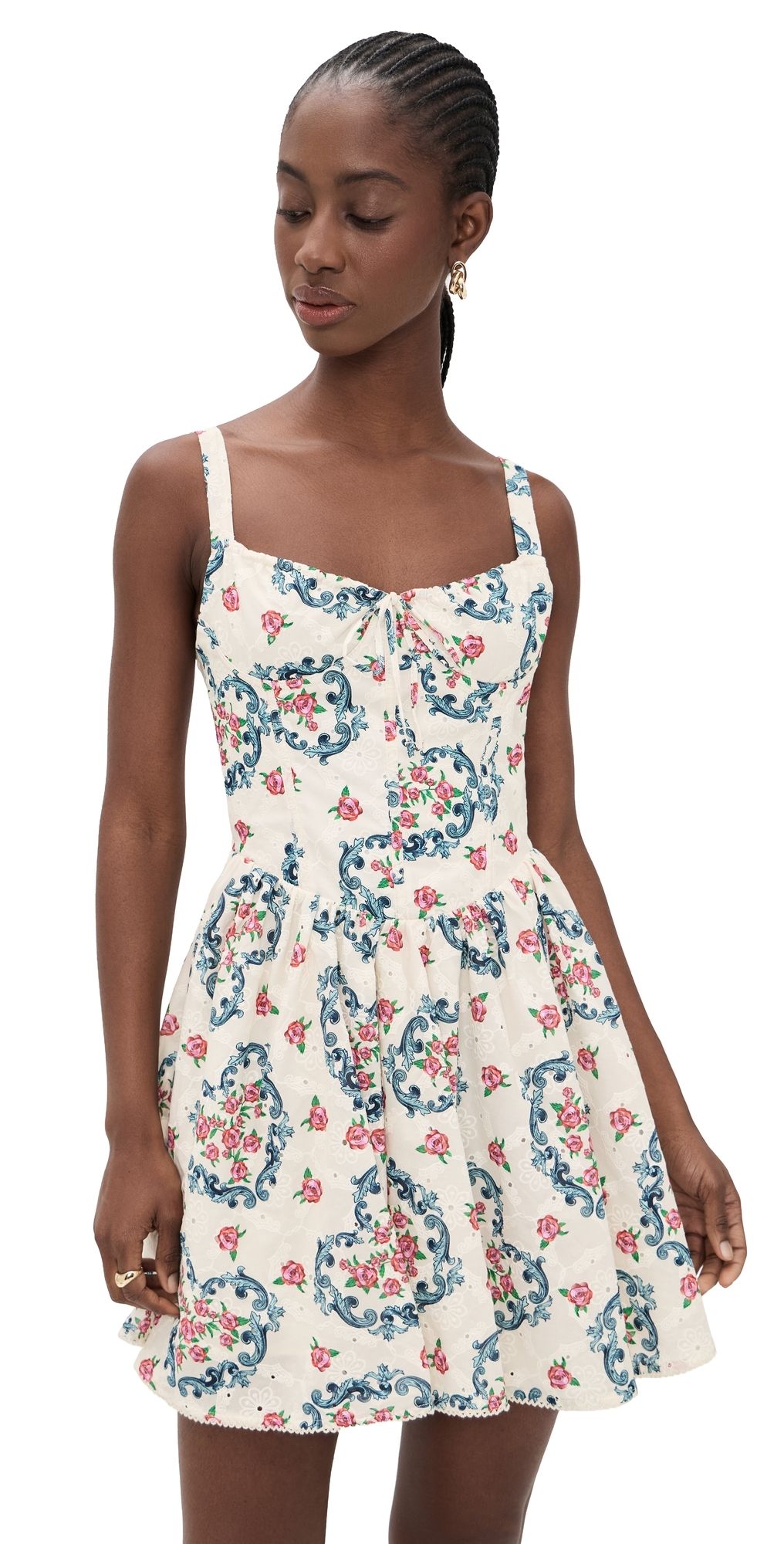 Agua Bendita Spring Underwire Eyelet Cherish Mini Dress Multicolor S