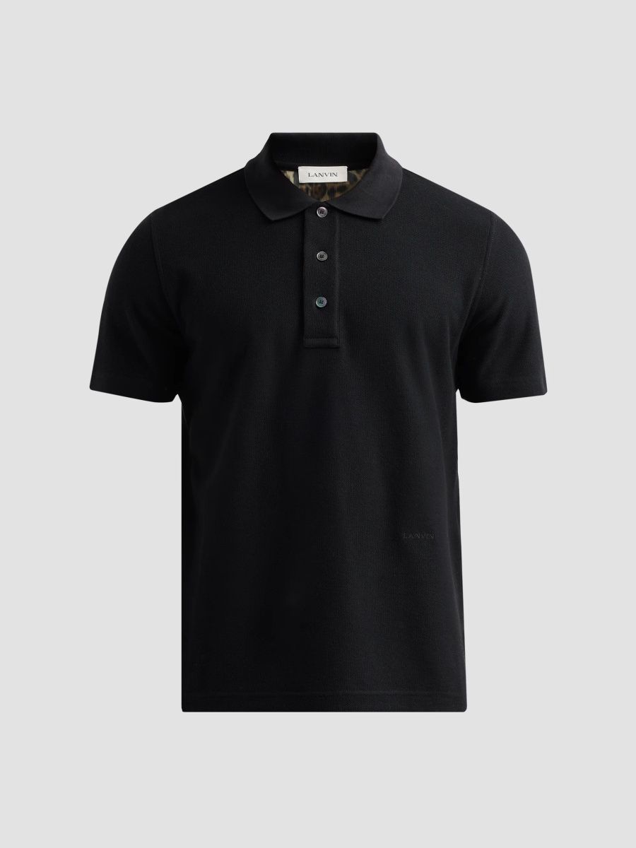 Lanvin Men's Classic Leopard Polo Shirt - Black - Size XXL