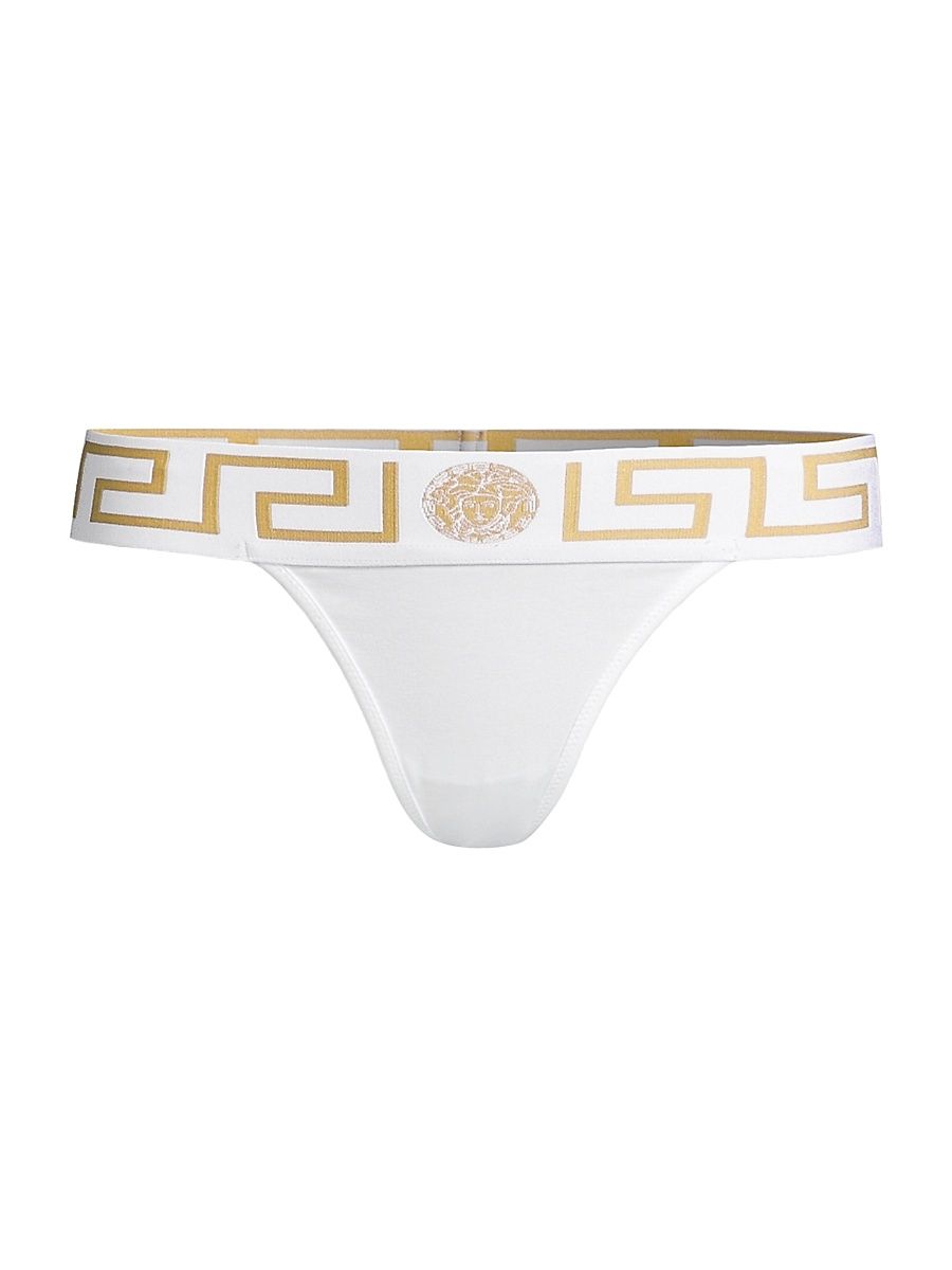 Women's Greca Border Thong - White - Size XL