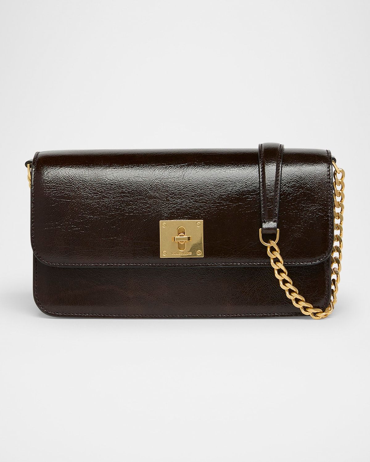 Gioia Shiny Wavy Leather Shoulder Bag