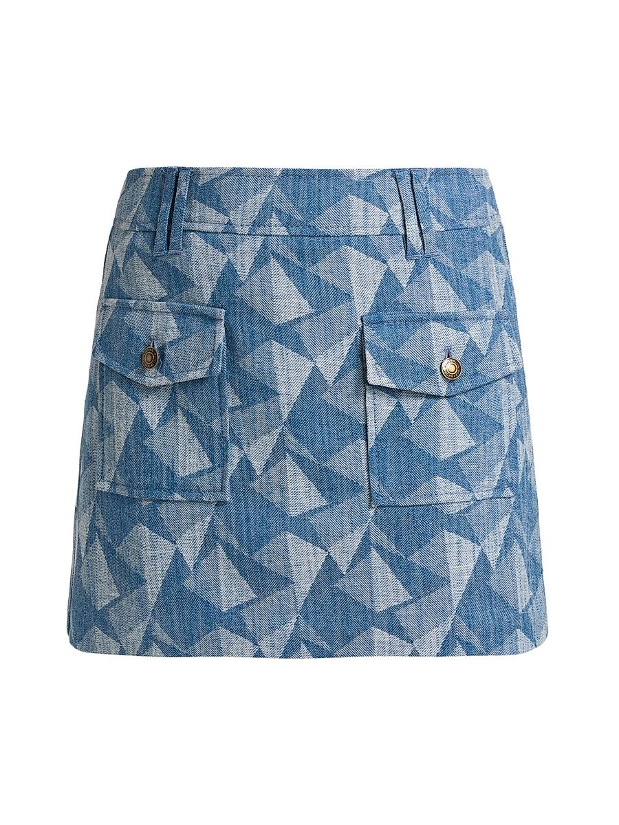 Women's Kory Geometric Denim Miniskirt - Geo Denim - Size 14